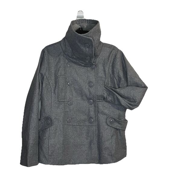 Vintage Deb Gray Double Breasted Peacoat Long Sleeve Lined Classic Women Size 2X - Picture 3 of 8